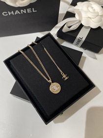 Chanel light gold gold and silver color matching round necklace-3593